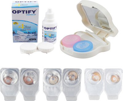 

Optify Combo Pack Monthly Color Contact Lens With Travel Kit Monthly Contact Lens(1, Hazel-Brown-Honey, Pack of 3)
