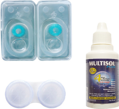 

Crystal Bright Blue coloured Contact lenses with Case & solution Monthly Contact Lens Quaterly Contact Lens(0, blue, Pack of 1)