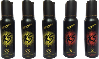 

KamaSutra Single X and Double XX (pack of 5) Perfume Body Spray - For Men & Women(120 ml, Pack of 5)