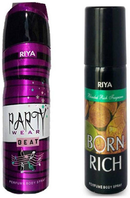 

Riya BORN RICH+PARTY WEAR BEAT Body Spray - For Men & Women(350 ml, Pack of 2)