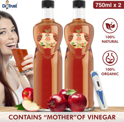 

Dr. Trust (USA) Raw Organic ACV Bottle With Mother For Hair,Skin & Weight Loss Apple Cider Vinegar(2x750 ml, Apple Flavored)