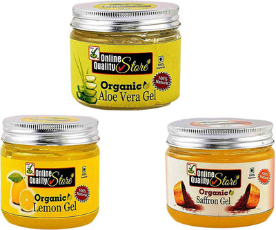 

Online Quality Store Organic Alovera Gel Pure White Transparent + Lemon Gel + Saffron Gel_600g(600 g)