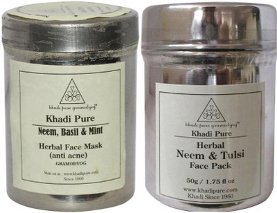 

Khadi Pure Herbal Neem, Basil & Mint And Neem & Tulsi Face Pack/Mask Combo (100g) Pack 2(100 g)