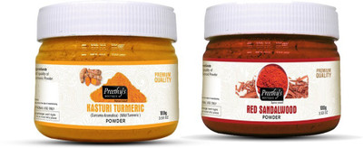 

Preethy's Boutique Kasturi turmeric powder 100gm+ Red sandalwood powder 100gm(200 g)