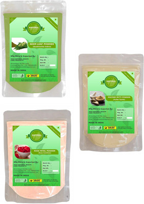 

Fedele Herbal Multani Mitti Powder,Neem Powder,Rose Petals Natural Powder for Skin Care Combo Pack of 3(100gm Each) (300 g)(300 g)