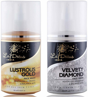 

La'Decus Lustrous Gold And Velvety Diamond Face Wash For Women And Men Pack of 2 120ml Each Face Wash(240.0 ml)