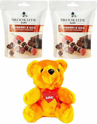 

Brookside -Valentine Gift Combo with 2 Packs of Raspberry-Goji Flavored Center Dark Chocolate 100g & A Beautifull Teddy Combo(2)