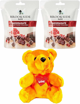 

Brookside -Valentine Gift Combo with 2 Packs of Pomegranate Flavored Center Dark Chocolate, 100g & A Beautiful Teddy Combo(3)