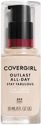 

Cover Girl Outlast All-Day Stay Fabulous 3-in-1 Foundation Ivory, 1 oz Foundation(Brown)