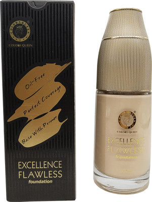 

colors queen Excellence Flawless Foundation 24 Hours Oil Free Perfect Coverage Base With Primer Waterproof All Skin Type Smudgeproof Foundation(Ligh skin)