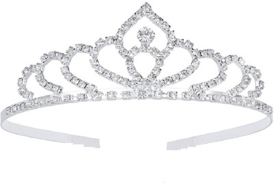 

Chooz Designer Studio Wedding Tiara Headband Bridal Princess Queen Crown Crystal Rhinestone Party Jewelry for Women/Girls Head Band(Silver)