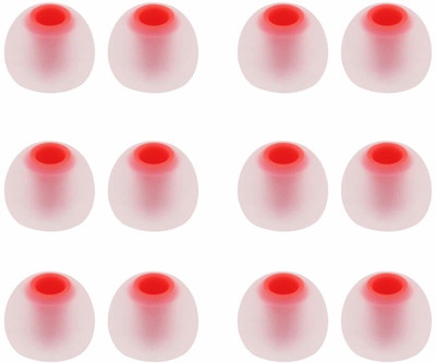 YTM 12 Pcs (6 Pair)Replacement Ear Buds Tips Earbuds Eartips Earphones [fit Inner Hole 3.8mm-4.2mm Headphones ],Hybrid Silicone Tips 12 PCS - L Size In The Ear Headphone Cushion(Pack of 12, Transprent Red)