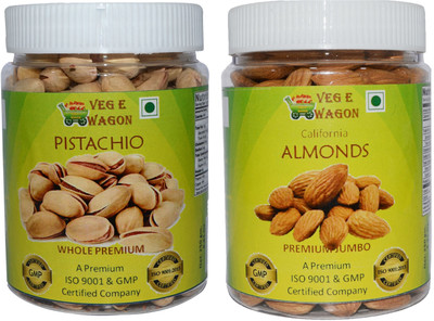 

Veg E Wagon Pista Whole Premium & Almonds Premium Jumbo (250 Each) Pistachios, Almonds(500 g, Plastic Bottle)