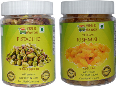 

Veg E Wagon Pista Plain Regular & Yellow Kishmish Reg (250 Each) In Pet Jar Pistachios, Raisins(500 g, Plastic Bottle)