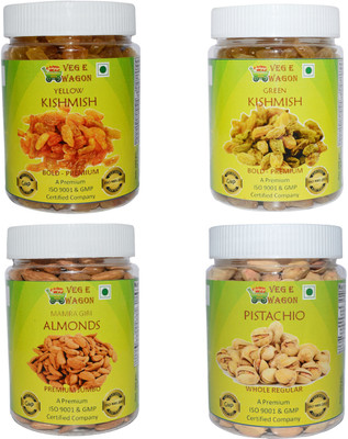 

Veg E Wagon Dry fruit Combo Pack (250 Each) In Pet Jar Raisins, Raisins, Cashews, Pistachios(1000 g, Plastic Bottle)