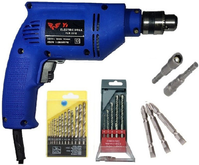 Inditrust 400W, 10mm Drilling Machine & Drilling Multi-Functional Electric triple-purpose electric drill Power with 13pcs Hss ,5pcs Masonary Bits with usefull tools 220V Pistol Grip Drill (10 mm Chuck Size) Pistol Grip Drill(10 mm Chuck Size)
