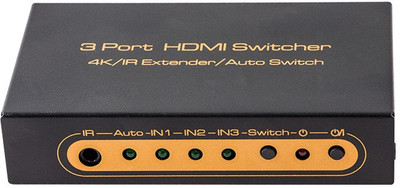 Tobo HDMI Switcher 3 port with IR Remote Support 4K@30hz,1080P, 3D,HDCP, DTS Digital Media Streaming Device(Black)