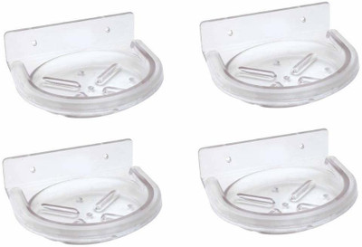 

HOUZIE Unbreakable Plastic SOAP Dish SOAP Holder Wall Mounted for Bathroom(Clear)