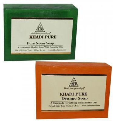 

Khadi Pure Herbal Orange And Pure Neem Soap Combo (250g) Pack 2(250 g, Pack of 2)