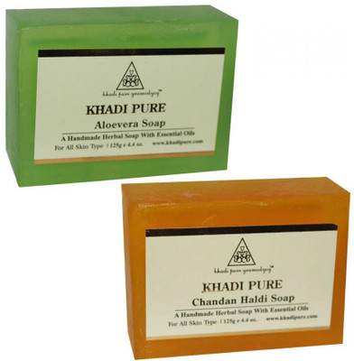 

Khadi Pure Herbal Aloevera And Chandan Haldi Soap Combo (250g) Pack 2(250 g, Pack of 2)