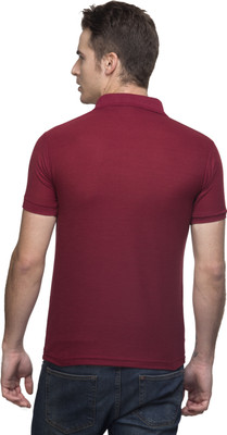

Lambency Solid Men Polo Neck Maroon T-Shirt
