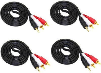 

MT KNOWLEDGE TV-out Cable 1.5 Meter Stereo AUX 3.5mm male Jack to 2 Male Speaker Amplifier Connect RCA Audio Video Cable (Home Theater, Black) (Set Of 4 )(Black, For TV)