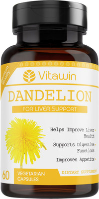 

Vitawin Dandelion 500mg 60 Vegetarian Capsule For Liver Support & Body Detox(500 mg)