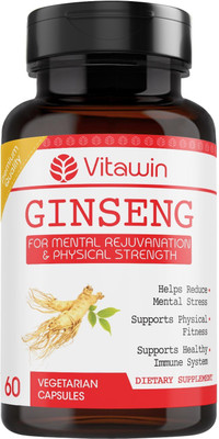 

Vitawin Ginseng 500mg 60 Vegetarian Capsule For Mental Rejuvanation & Physical Strength(500 mg)