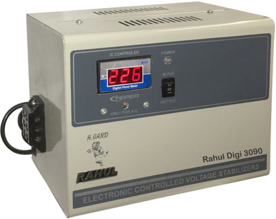 

Rahul Digi 3090 a 3 KVA 90-280 Volt Auto Matic Digital Voltage Stabilizer Auto Matic Stabilizer(Gray)