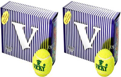 VICKY Cricket Tennis Ball - Heavy, Pack of 12 (Yellow) Tennis Ball