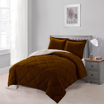 AVI Solid Single Comforter for  Mild Winter(Polyester, White, Brown)