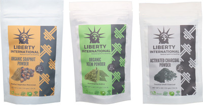 

LIBERTY INTERNATIONAL Soapnut & Neem & Charcoal Powder ( 114 Gm Each ) For Face , Hair & Skin Care Certified C3(342 g)