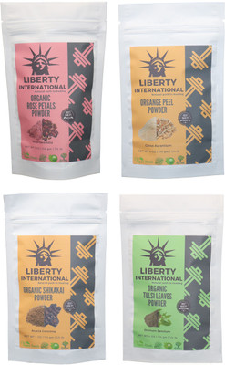 

LIBERTY INTERNATIONAL Rose & Orange & Shikakai & Tulsi Powder ( 114 Gm Each ) For Face , Hair & Skin Care Certified C3(456 g)