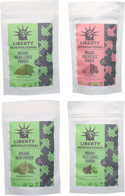 

LIBERTY INTERNATIONAL Heena & Rose & Neem & Tulsi Powder ( 227 Gm Each ) For Face , Hair & Skin Care Certified C3(912 g)