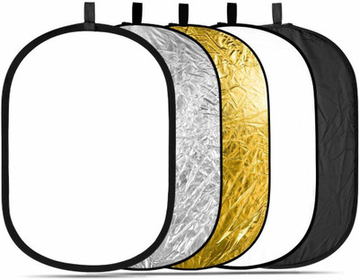 

SYGA Oval Shape 5-in-1 Collapsible Multi-Disc Light Reflector with Bag - Translucent, Silver, Gold, White and Black (60cm*90cm) 90 cm Collapsible Reflector(Pack of 5)