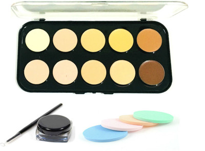 

spirea collection professional 3 in 1 concealer kit, mac gel eyeliner and beauty blender sponge set of 4(Set of 3)