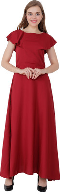 Shyammc Women Maxi Maroon Full Length Dress