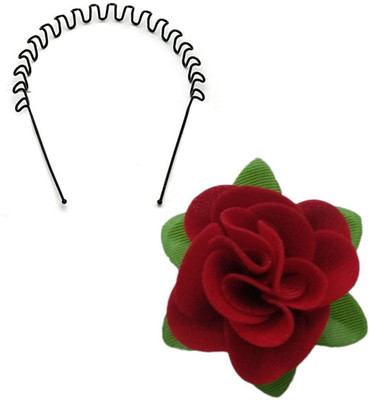 

GaDinStylo Set of Fabric Red Rose Flower Hair Clip and Zig Zag Hair Band Hair Accessories For Women Hair Accessory Set(Black, Red)