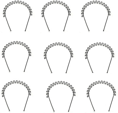 

Maahal Set of 9, Unisex Hair Accessories Set, Black Color ZigZag Wavy Hair Band for Daily Use Purpus Hair Accessory Set(Black)