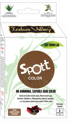 

Indus Valley Spott Color Light Brown Touch Up Pack, No Ammonia, Capsule Hair Color(Light Brown 5.00)