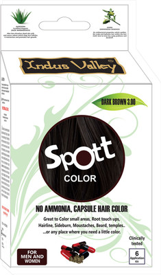 

Indus Valley Spott Color Dark Brown - Touch Up Pack No Ammonia, Capsule Hair Color(Dark Brown -3.00)