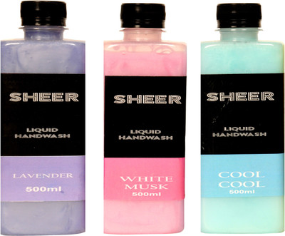 

Sheer Premium Liquid Hand wash Lavender,White Musk,Cool Cool (500ml each)(500 ml, Bottle, Pack of 3)