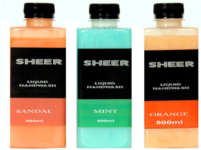 

Sheer Premium Liquid Hand wash Sandal,Mint,Orange (500ml each)(500 ml, Bottle, Pack of 3)