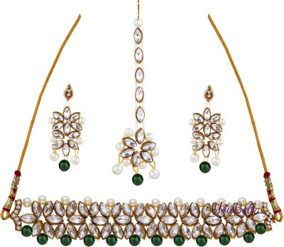 YouBella Alloy Gold-plated Green, White, Gold Jewellery Set(Pack of 1)