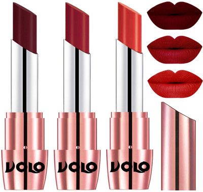 

Volo Perfect Creamy with Matte Lipsticks Combo, Lip Gifts to love(Maroon, Red, Orange)