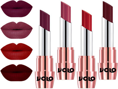 

Volo Perfect Creamy with Matte Lipsticks Combo, No more dry lips(Wine, Rose Pink, Tomato Red, Maroon)