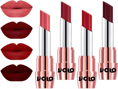 

Volo Perfect Creamy with Matte Lipsticks Combo, No more dry lips(Dark Peach, Red, Tomato Red, Maroon)