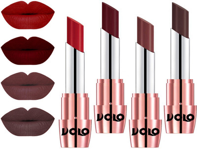 

Volo Perfect Creamy with Matte Lipsticks Combo, No more dry lips(Tomato Red, Maroon, Coffee, Chocolate)