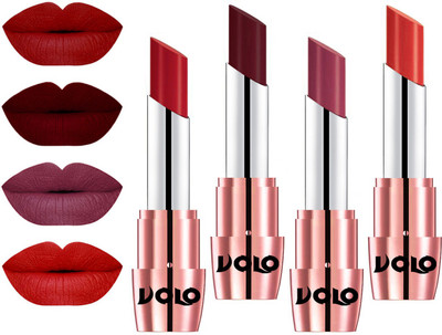 

Volo Perfect Creamy with Matte Lipsticks Combo, No more dry lips(Tomato Red, Maroon, Cherry, Orange)
