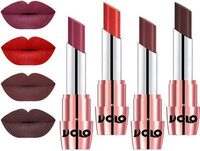 

Volo Perfect Creamy with Matte Lipsticks Combo, No more dry lips(Cherry, Orange, Coffee, Chocolate)